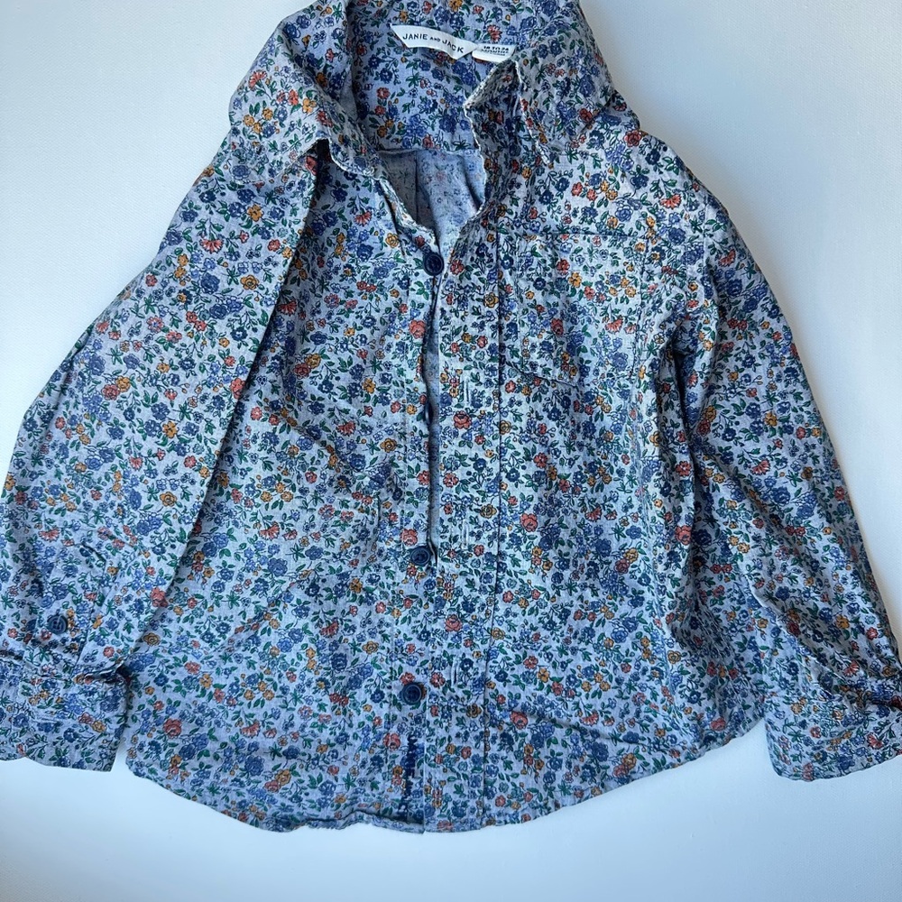 Janie and Jack Floral Button-Down Shirt – 18–24M 100% Cotton
